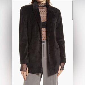 Open Edit Cotton Blend Velour Blazer